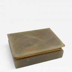 Italian Onyx and Brass Jewelry Box with Velvet Lining 1960 - 4305877
