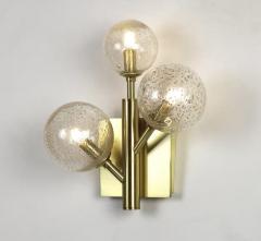 Italian Organic Bespoke Ball Flower Brass Sconce with 3 Murano Glass Spheres - 3529327
