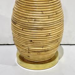 Italian Organic Modern Contemporary Brass Rattan Mushroom Table Floor Lamps - 2730660