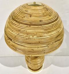 Italian Organic Modern Contemporary Brass Rattan Mushroom Table Floor Lamps - 4449153