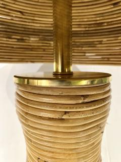 Italian Organic Modern Contemporary Brass Rattan Mushroom Table Floor Lamps - 4449154