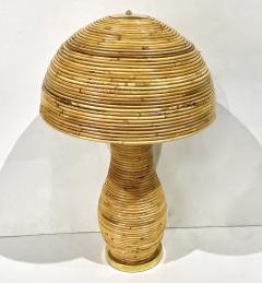 Italian Organic Modern Contemporary Brass Rattan Mushroom Table Floor Lamps - 4449156