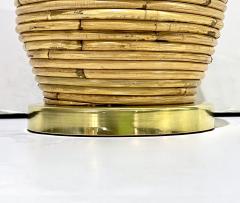 Italian Organic Modern Contemporary Brass Rattan Mushroom Table Floor Lamps - 4449157