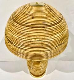 Italian Organic Modern Contemporary Brass Rattan Tall Mushroom Table Floor Lamp - 3831232