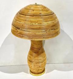 Italian Organic Modern Contemporary Brass Rattan Tall Mushroom Table Floor Lamp - 3831241