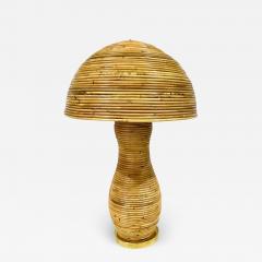 Italian Organic Modern Contemporary Brass Rattan Tall Mushroom Table Floor Lamp - 3833929