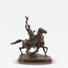 Italian Orientalist Bronze Sculpture Falconiere A Cavallo by Ferdinando deLuca - 4087365