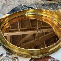 Italian Oval Brass Tray with mirror Italy 70s - 4286767
