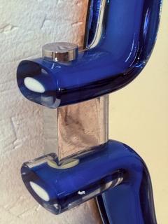 Italian Oval Mirror with Sculptural Blue Frame 1980s - 4348472