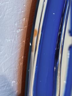 Italian Oval Mirror with Sculptural Blue Frame 1980s - 4348479