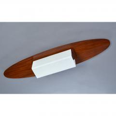 Italian Oval Wood and Opaline Ceiling Light 1960s - 933769