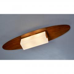 Italian Oval Wood and Opaline Ceiling Light 1960s - 933770