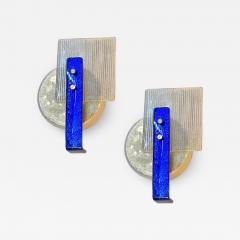 Italian Pair Champagne Silver Blue Crystal Murano Glass Abstract Design Sconces - 4225597
