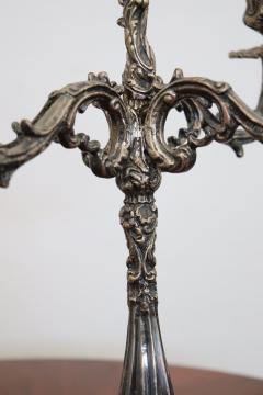 Italian Pair of 5 arm Silvered Metal Candlesticks - 4115558