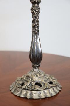 Italian Pair of 5 arm Silvered Metal Candlesticks - 4115559