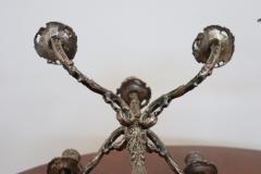 Italian Pair of 5 arm Silvered Metal Candlesticks - 4115562