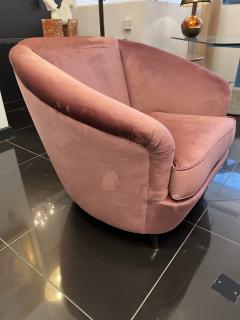 Italian Pair of Rose Pink Velvet Club Chairs - 2386794