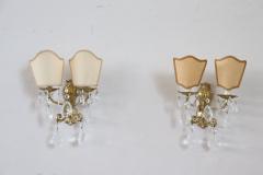 Italian Pair of Sconces in Gilded Bronze and Crystal - 4143010
