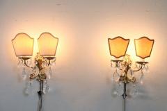 Italian Pair of Sconces in Gilded Bronze and Crystal - 4143011