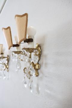 Italian Pair of Sconces in Gilded Bronze and Crystal - 4143015
