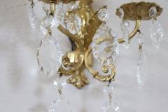 Italian Pair of Sconces in Gilded Bronze and Crystal - 4143016