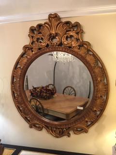 Italian Palatial Gilt Decorated Carved Circular Wall or Console Mirror - 3004567