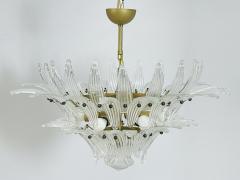 Italian Palmette Chandelier with Clear Murano Glass Leaves 1990s - 4202627