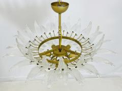 Italian Palmette Chandelier with Clear Murano Glass Leaves 1990s - 4202629