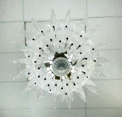 Italian Palmette Chandelier with Clear Murano Glass Leaves 1990s - 4202630