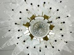 Italian Palmette Chandelier with Clear Murano Glass Leaves 1990s - 4202631