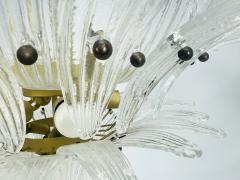 Italian Palmette Chandelier with Clear Murano Glass Leaves 1990s - 4202633