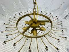 Italian Palmette Chandelier with Clear Murano Glass Leaves 1990s - 4202635