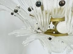 Italian Palmette Chandelier with Clear Murano Glass Leaves 1990s - 4202636