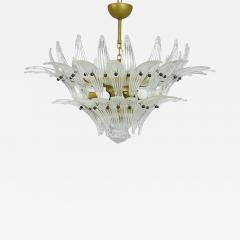 Italian Palmette Chandelier with Clear Murano Glass Leaves 1990s - 4203731