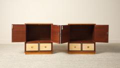 Italian Parchment and Wood Pair of Night Stands circa 1940 - 4783018