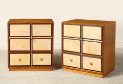 Italian Parchment and Wood Pair of Night Stands circa 1940 - 4783078