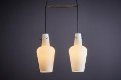 Italian Pendant Light with two glass shades Italy 1950s - 3736500