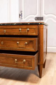 Italian Piemontese 1890s Three Drawer Walnut Commode with Dark Green Marble Top - 3638596