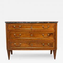 Italian Piemontese 1890s Three Drawer Walnut Commode with Dark Green Marble Top - 3640315