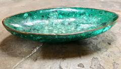 Italian Polished Green Marble Oval High Sided Brass Bowl 1960s - 1020622