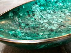 Italian Polished Green Marble Oval High Sided Brass Bowl 1960s - 1020623