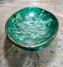 Italian Polished Green Marble Oval High Sided Brass Bowl 1960s - 1020624