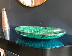 Italian Polished Green Marble Oval High Sided Brass Bowl 1960s - 1020628