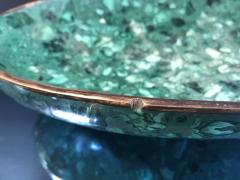 Italian Polished Green Marble Oval High Sided Brass Bowl 1960s - 1020630