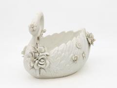Italian Porcelain Swan Cachepot Off White Early 20th C  - 4435350