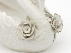 Italian Porcelain Swan Cachepot Off White Early 20th C  - 4435355