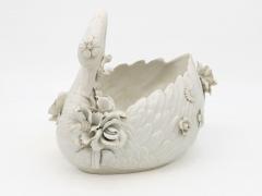 Italian Porcelain Swan Cachepot Off White Early 20th C  - 4435357