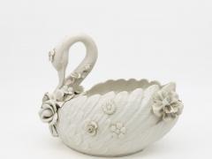 Italian Porcelain Swan Cachepot Off White Early 20th C  - 4435359