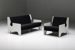 Italian Post Modern Black White One Seater Sofa 1970s - 2848043