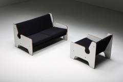 Italian Post Modern Black White Two Seater Sofa 1970s - 2847966
